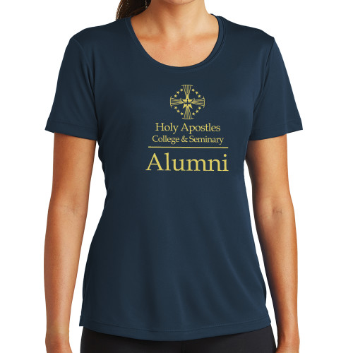  Womens Navy Performance Tee - Alumni Stacked