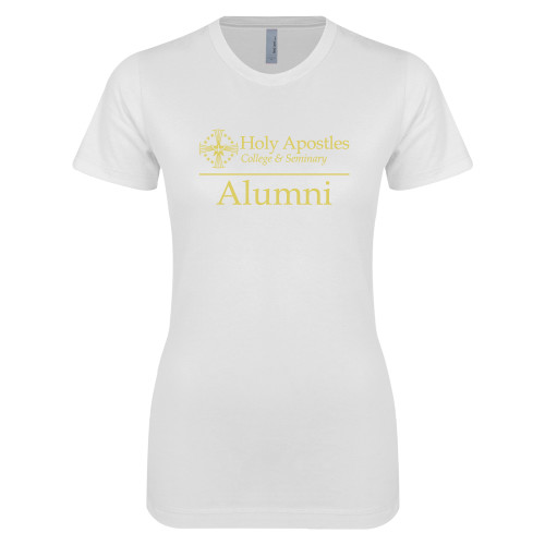  Next Level Womens White Boyfriend Tee - Alumni Horizontal