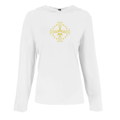  Womens White Long Sleeve Hooded Tee - Core Logo
