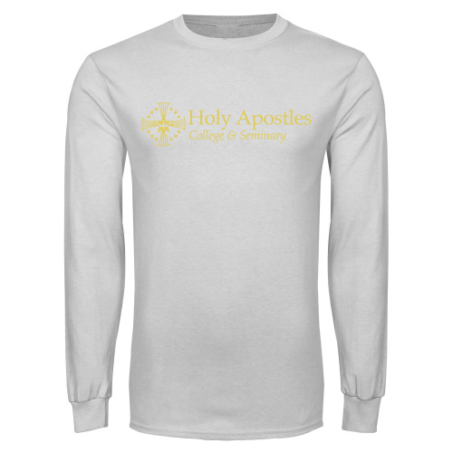  White Long Sleeve T Shirt - Core Logo Flat