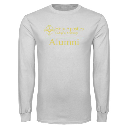  White Long Sleeve T Shirt - Alumni Horizontal