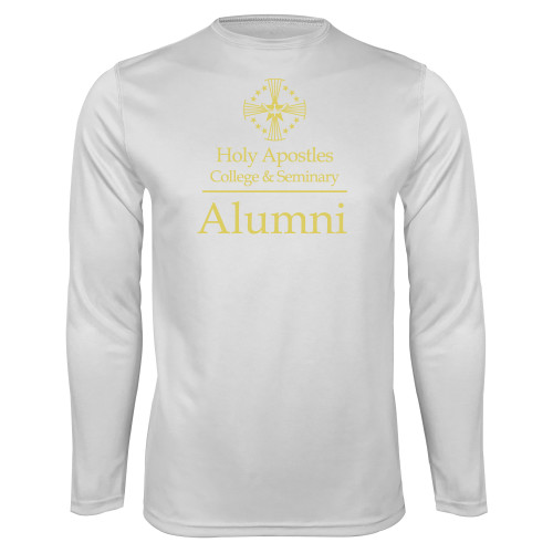  White Performance Long Sleeve Shirt - Alumni Stacked