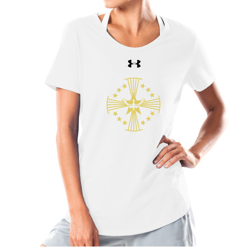  Under Armour Womens White Charged Cotton Tee - Core Logo