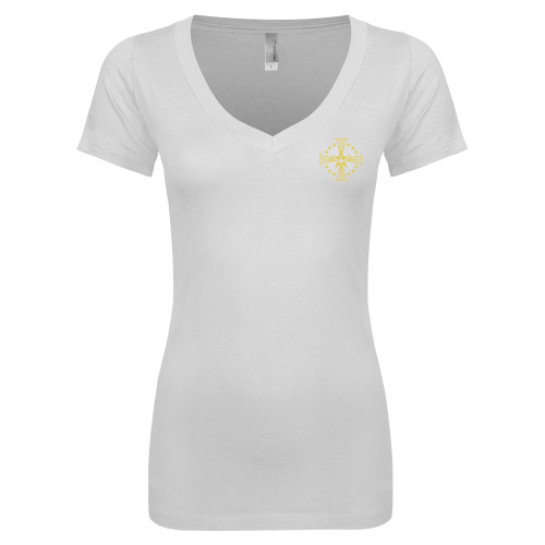  Next Level Womens White Ideal V Tee - Core Logo