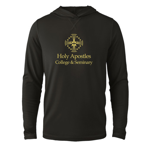  Black Long Sleeve Hooded Tee - Core Logo Stacked