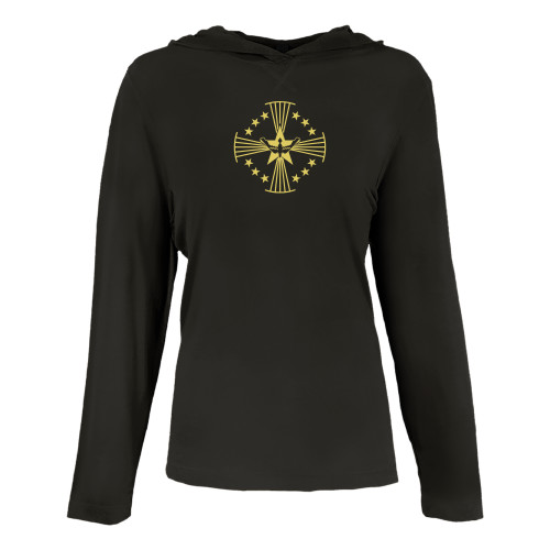  Womens Black Long Sleeve Hooded Tee - Core Logo