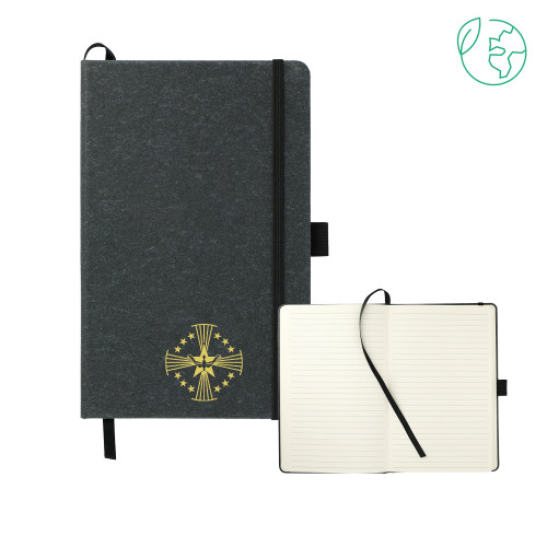  5.5 x 8.5 Black FSC Mix Recycled Leather Bound Journal - Core Logo