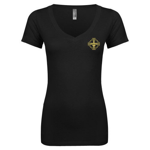  Next Level Womens Black Ideal V Tee - Core Logo