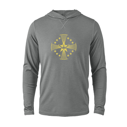  Grey Heather Long Sleeve Hooded Tee - Core Logo