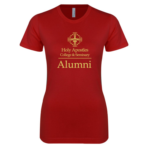 Next Level Womens Cardinal Boyfriend Tee - Alumni Stacked