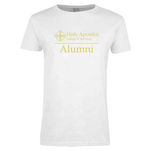  Womens White Short Sleeve Tee - Alumni Horizontal
