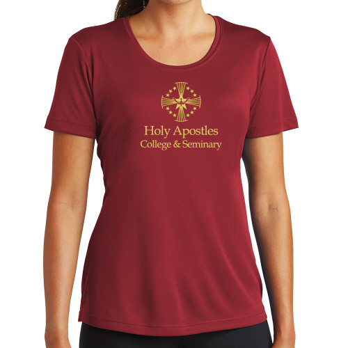  Womens Cardinal Performance Short Sleeve Tee - Core Logo Stacked