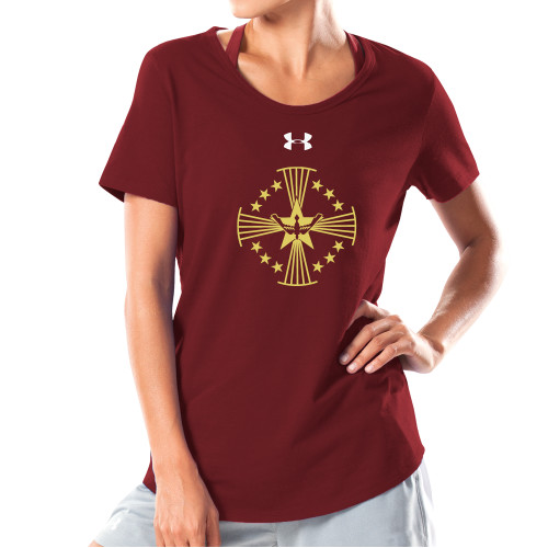  Under Armour Womens Cardinal Charged Cotton Tee - Core Logo