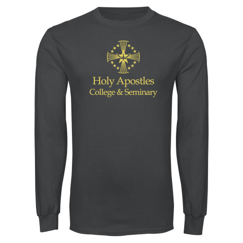  Charcoal Long Sleeve T Shirt - Core Logo Stacked