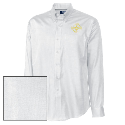  Cutter & Buck Nailshead Long Sleeve Button Down White - Core Logo