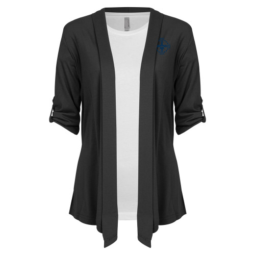  Womens Grey Drape Front Cardigan Sweater - Core Logo