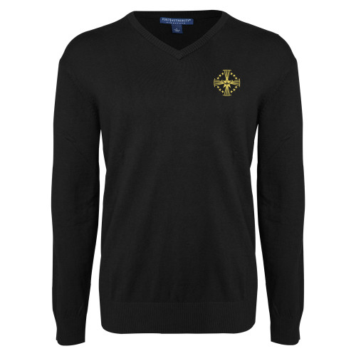  Black VNeck Sweater - Core Logo