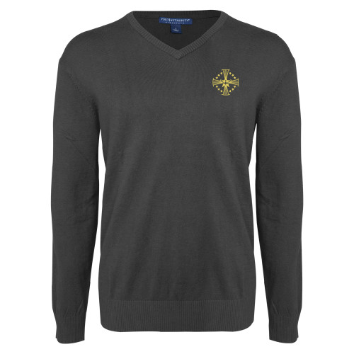  Charcoal Heather VNeck Sweater - Core Logo