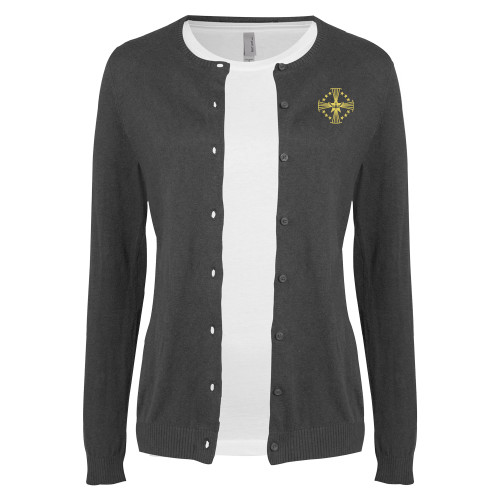  Womens Charcoal Cardigan Sweater - Core Logo