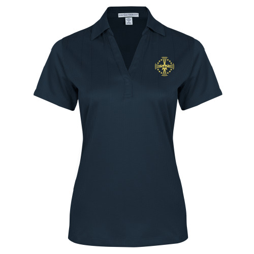  Womens Navy Performance Fine Jacquard Polo - Core Logo