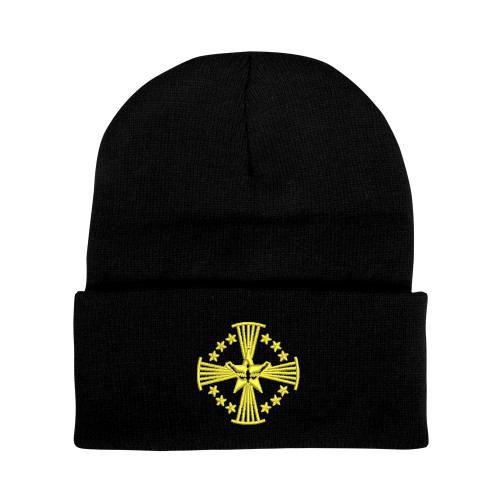  Black Knit Beanie w/Cuff - Core Logo