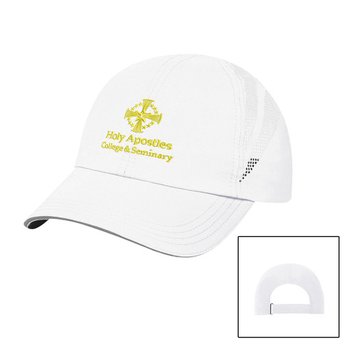  Womens White Performance Cap - Core Logo Stacked
