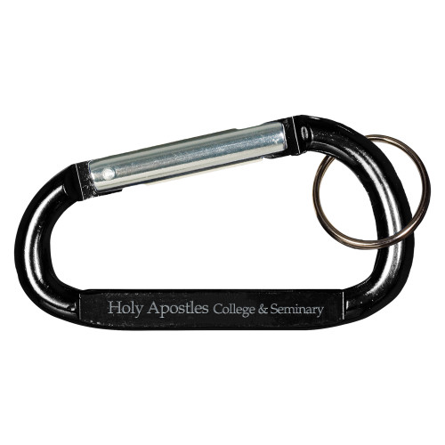  Black Carabiner with Split Ring - Holy Apostles Flat Engraved