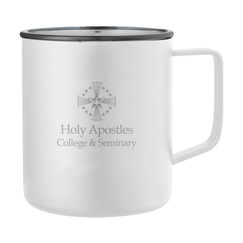  Rover Camp Vacuum Insulated White Mug 14oz - Core Logo Stacked Engraved
