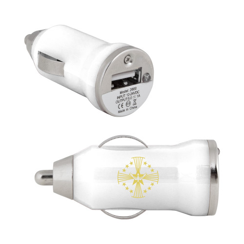  On the Go White Car Charger - Core Logo