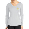 Thumbnail image for  Womens White Performance Long Sleeve V Neck Shirt