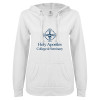Thumbnail image for  ENZA Womens White V Notch Raw Edge Fleece Hoodie