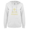 Thumbnail image for  ENZA Womens White V Notch Raw Edge Fleece Hoodie