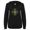Thumbnail image for  ENZA Womens Black V Notch Raw Edge Fleece Hoodie