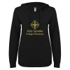 Thumbnail image for  ENZA Womens Black V Notch Raw Edge Fleece Hoodie