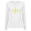 Thumbnail image for  Womens White Long Sleeve V Neck Tee