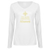 Thumbnail image for  Womens White Long Sleeve V Neck Tee