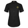 Thumbnail image for  Womens Black Twill Button Up Short Sleeve