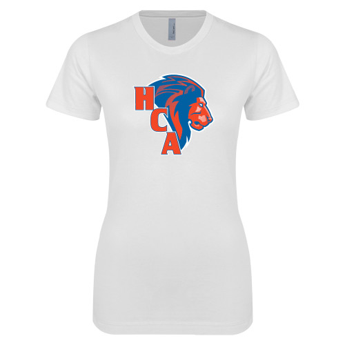  Next Level Womens White Boyfriend Tee - HCA Lion