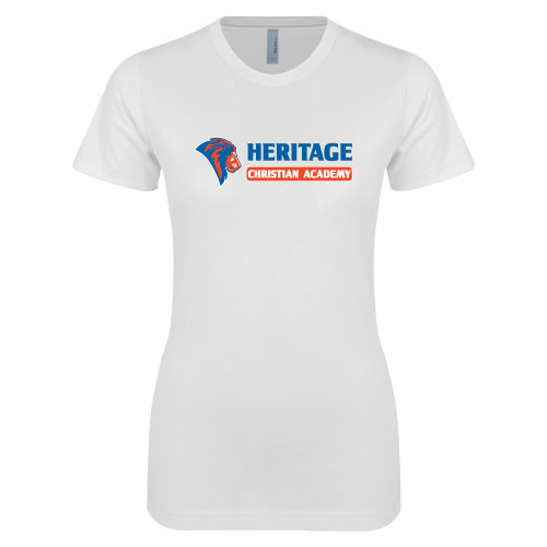  Next Level Womens White Boyfriend Tee - HCS Horizontal
