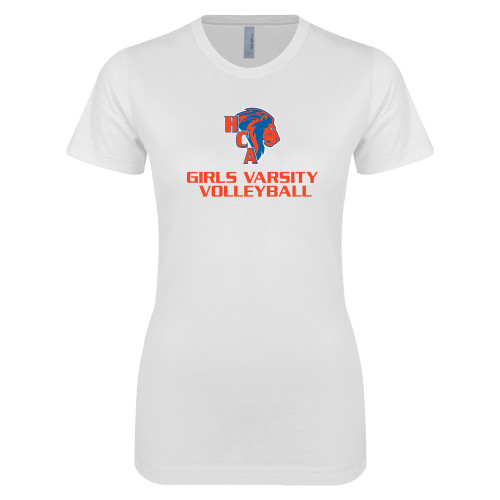  Next Level Womens White Boyfriend Tee - Girls Varsity Volleyball