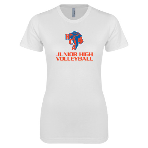  Next Level Womens White Boyfriend Tee - Junior High Volleyball