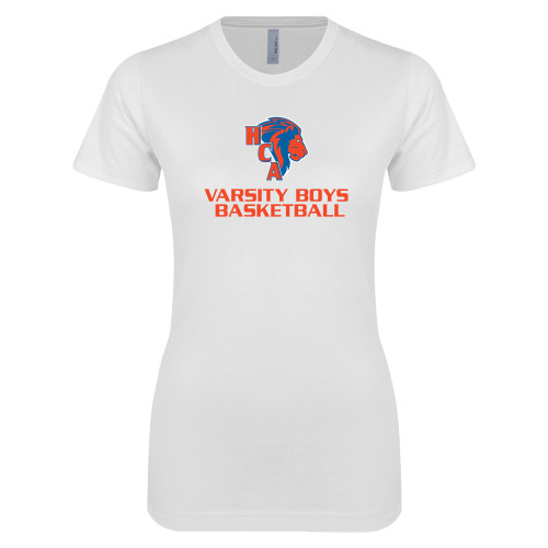  Next Level Womens White Boyfriend Tee - Varsity Boys Basketball