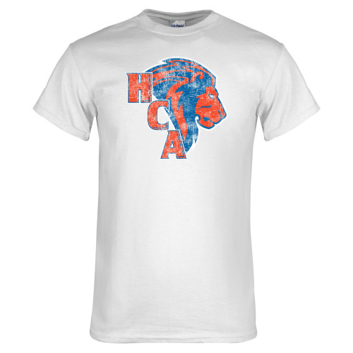  White T Shirt - HCA Lion 3 Color Distressed