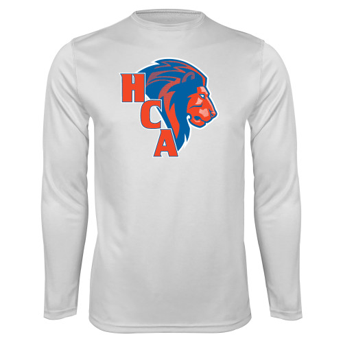  White Performance Long Sleeve Shirt - HCA Lion