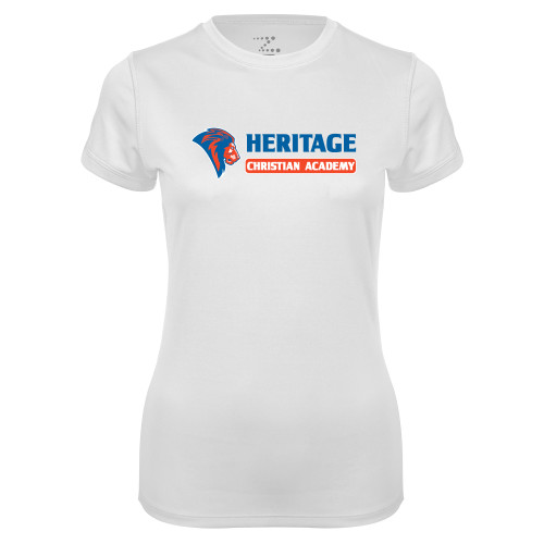  Womens White Performance Tee - HCS Horizontal