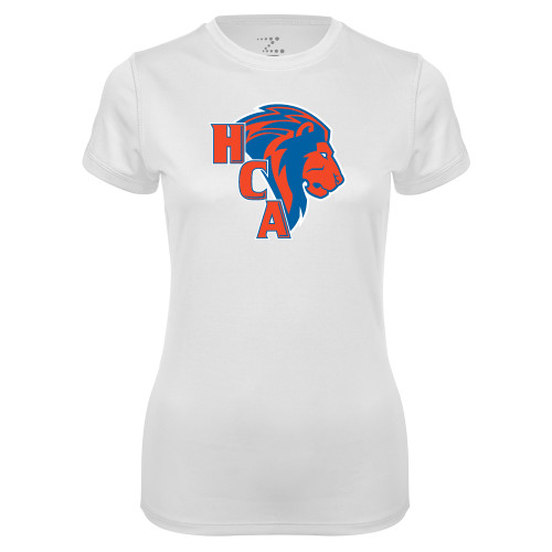  Womens White Performance Tee - HCA Lion 3 Color
