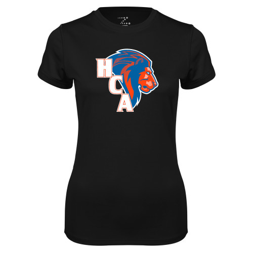  Womens Black Performance Tee - HCA Lion