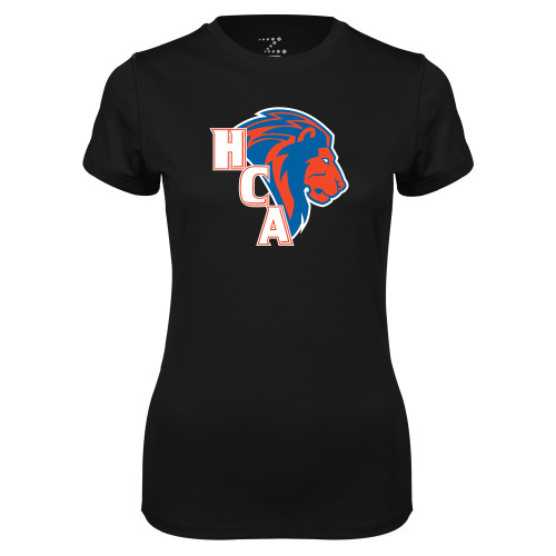  Womens Black Performance Tee - HCA Lion 3 Color