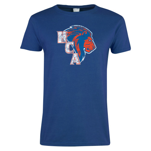  Womens Royal Short Sleeve Tee - HCA Lion 3 Color Distressed