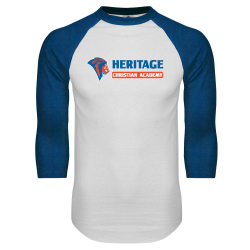  White/Royal Raglan Baseball T Shirt - HCS Horizontal